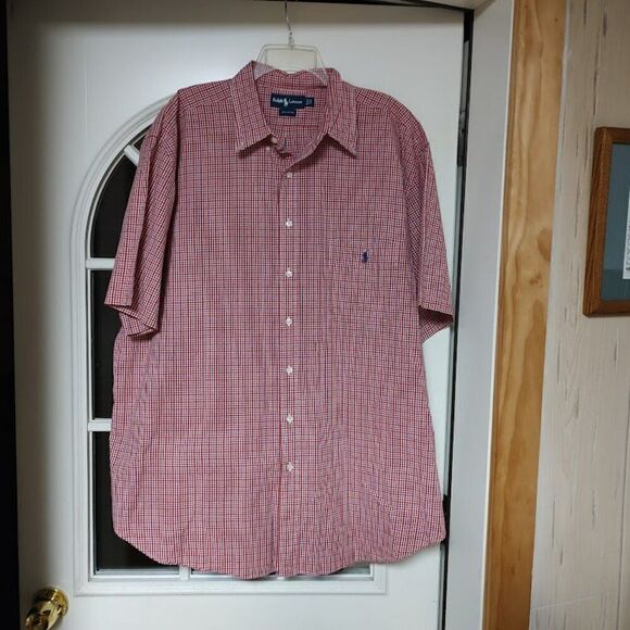 Ralph Lauren Red Plaid Short Sleeve Button Down Shirt Size Men's 2X - Picture 1 of 2